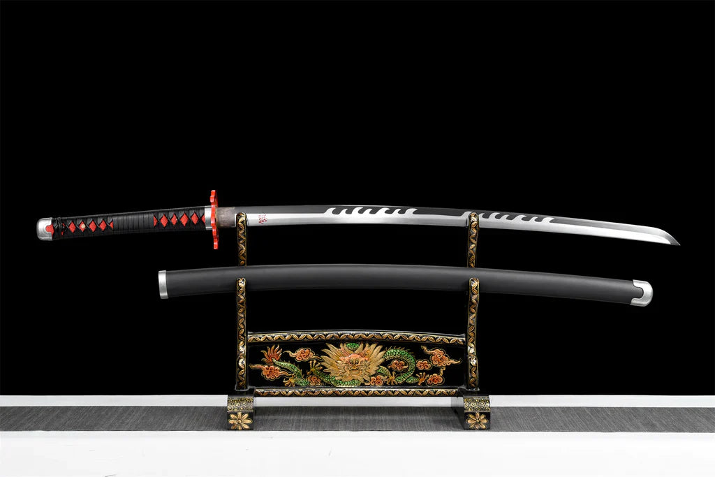 Demon Slayer - Tanjiro Kamado Edelstahl-Katana (Feueratmung)